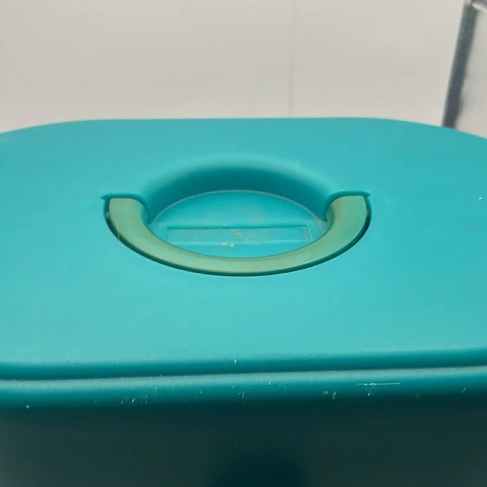 Vintage Caboodles Oval Make Up Organizer Storage Travel Case Maroon Teal 90s